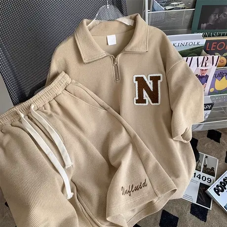 运动套装女2023年新款夏季polo领短袖t恤短裤休闲宽松百搭两件套图片