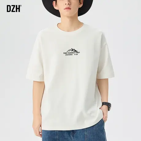 男士夏季重磅t恤男潮牌宽松白色印花短袖2023年新款纯棉半袖体恤商品大图