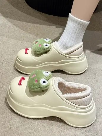 踩屎感踩跟窝窝鞋女2023年秋冬新款棉鞋一脚蹬加绒保暖舒适面包鞋商品大图