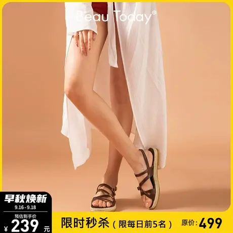 BeauToday罗马凉鞋2023年新款女BT夏季外穿软底平底休闲时尚女鞋商品大图