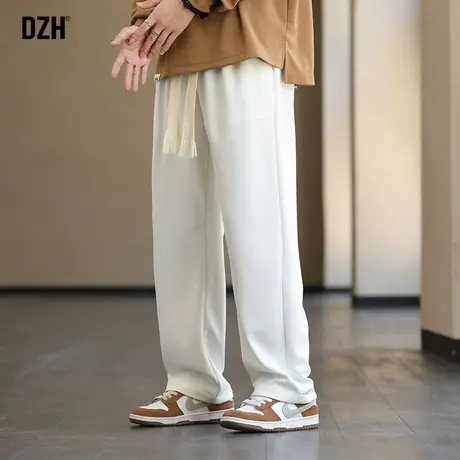 男士白色美式运动裤男直筒宽松裤子2024新款卫裤潮牌休闲长裤百搭图片
