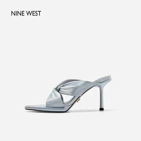 Nine West/玖熙尖头高跟拖鞋女夏季新款交叉条带复古水台细跟凉鞋商品大图