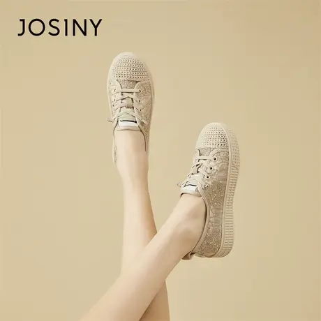 Josiny/卓诗尼渔夫鞋女2024新款春季网面透气懒人一脚蹬豆豆网鞋商品大图