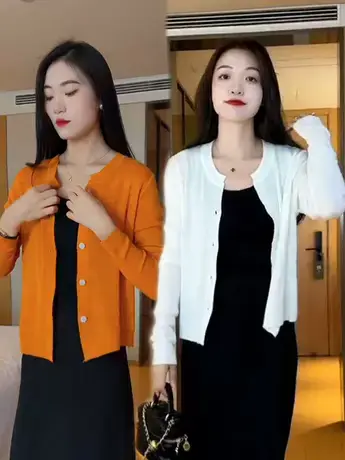 2023夏季新款针织开衫防晒衣女空调衫宽松外搭披肩薄罩衫早秋上衣商品大图