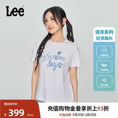 Lee商场同款25春夏新品标准版圆领字母印花设计女轻薄短袖T恤休闲图片