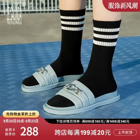 莱尔斯丹Y系列秋冬新款休闲厚底金属装饰平底凉拖2M29101图片