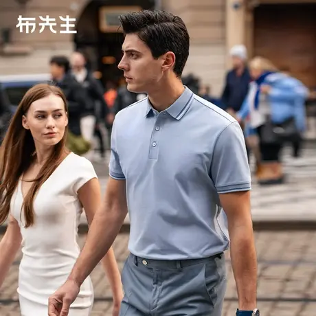 MrBu布先生条纹撞色翻领短袖2025夏季新款休闲舒适男上衣AT16039图片