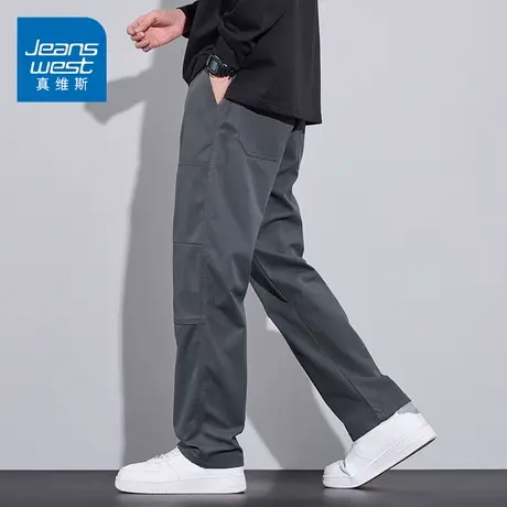 KZ真维斯工装直筒休闲长裤男士抽绳卫裤男裤子潮牌春秋季2025新款商品大图