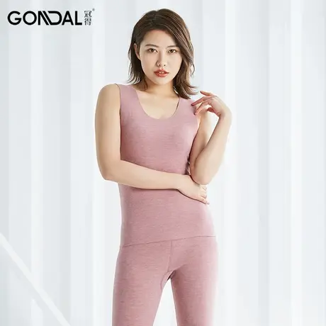 冬季打底保暖背心发热羊绒条纹女士打底锁温不碍手臂贴身保暖背心商品大图