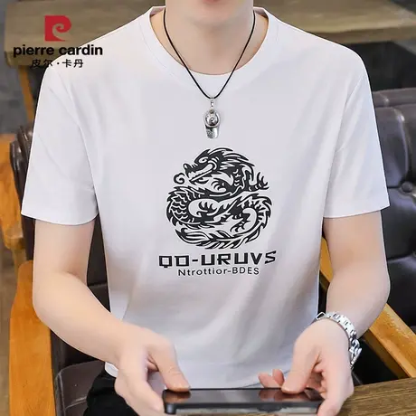 皮尔卡丹夏季新款圆领男士短袖T恤高端衣服休闲冰丝半袖打底衫商品大图