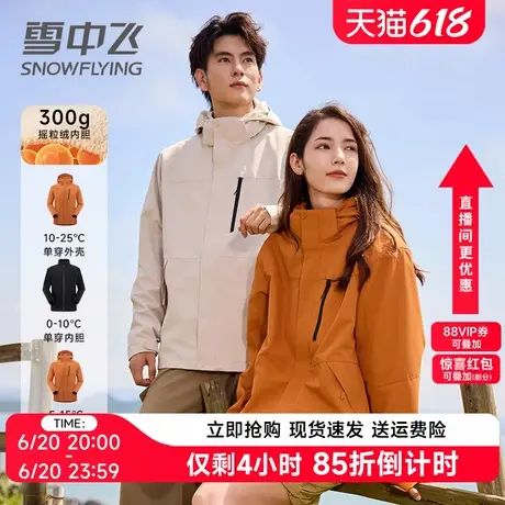 雪中飞三合一冲锋衣款式外套女2024秋冬新款户外保暖防风情侣外套图片