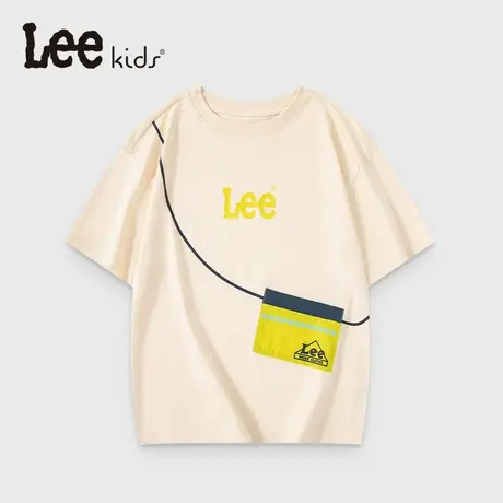 lee童装纯色设计感圆领短袖t恤男女童2025年夏季新款宽松休闲上衣商品大图