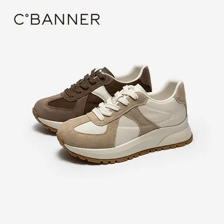 千百度厚底增高时尚休闲鞋女款百搭气质新款深口复古德训鞋运动鞋图片