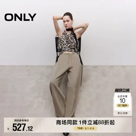 ONLY2025夏季新款时髦腰头系带宽松中腰松弛阔腿裤长裤牛仔裤女商品大图