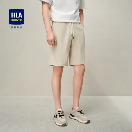 HLA/海澜之家2025抽绳系带休闲中裤夏秋时尚运动风舒适有型裤子男商品大图