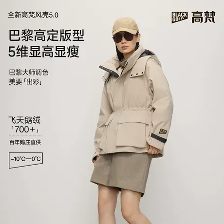【高梵黑金鹅绒服】风壳5.0羽绒服女2025年冬短款连帽收腰外套商品大图