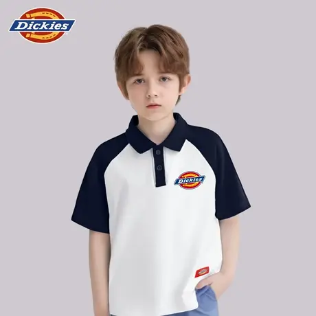 Dickies童装男童短袖t恤男大童速干拼接polo衫儿童学院风打底衫A商品大图