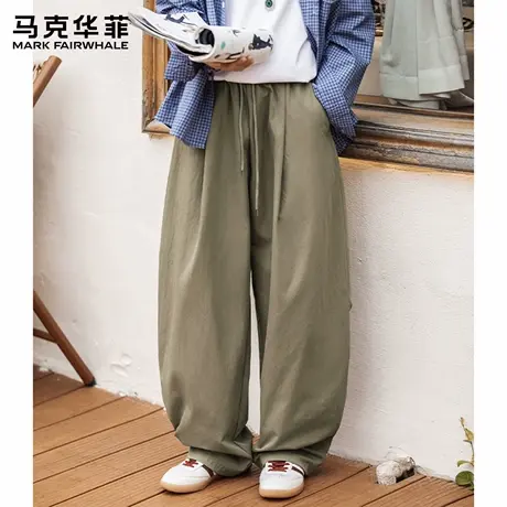 马克华菲日系宽松休闲裤男2025秋季新款打褶垂感不易皱直筒长裤子商品大图