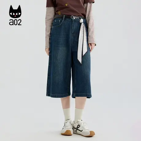 a02宽松牛仔裤女2025新款秋季设计感直筒七分裤子老爹裤秋装商品大图