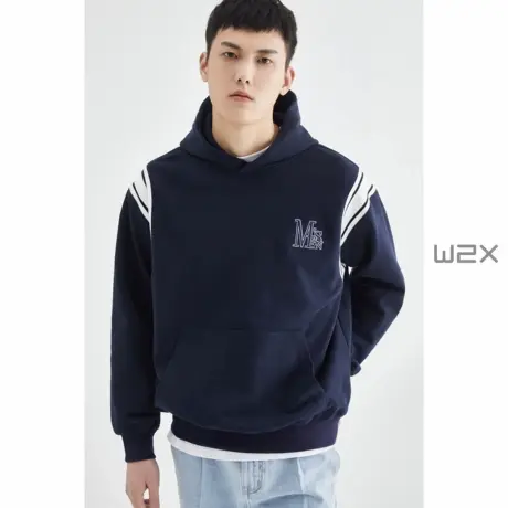 w2x秋季原创刺绣绣花连帽卫衣男小众设计感时尚套头上衣休闲外套商品大图