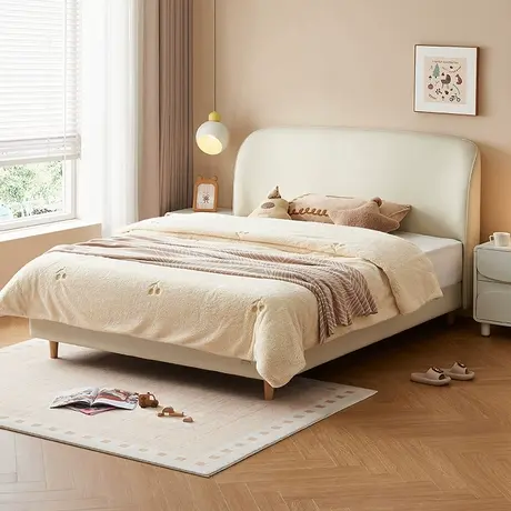 全友家居2024新款猫抓皮儿童床卧室男女小孩实木脚单人床商品大图