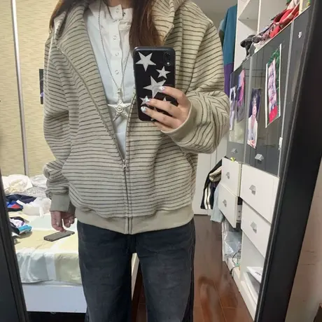 ins超火慵懒拉链开衫连帽卫衣女春秋季韩版宽松薄款长袖上衣外套商品大图