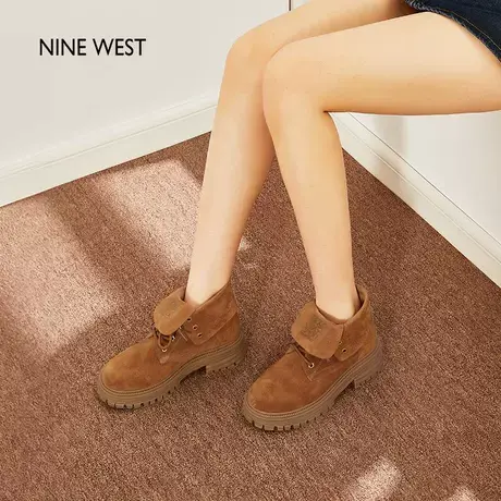Nine West/玖熙短靴女秋冬加绒复古厚底工装马丁靴户外大黄靴商品大图
