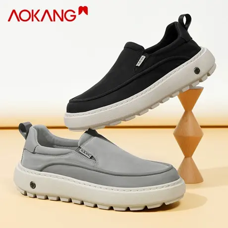奥康懒人一脚蹬休闲布鞋男2026新款春季轻便软底百搭透气男士板鞋商品大图