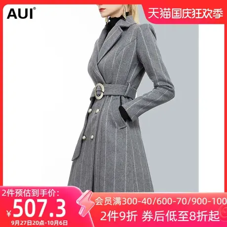 简约气质加厚羊毛西装毛呢外套女冬2022新款条纹收腰西服呢子大衣图片