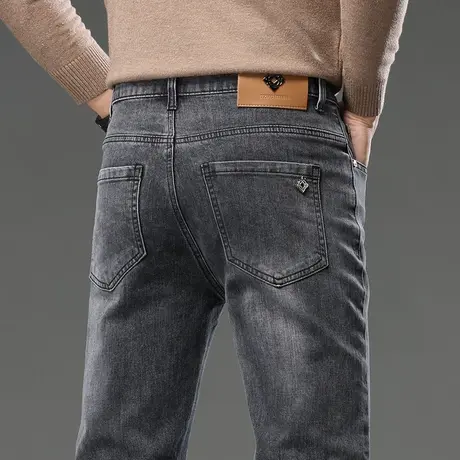 美式高街修身直筒男裤子春秋款弹力男装休闲牛仔裤秋季2023年新款商品大图