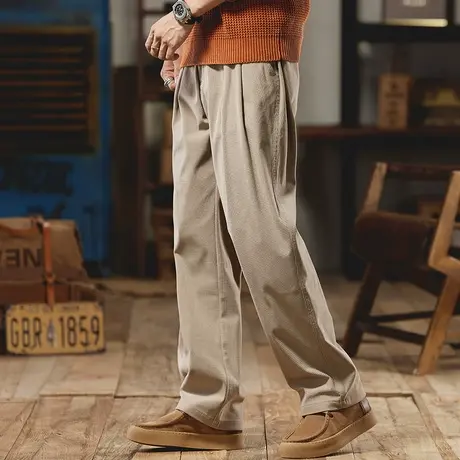 宽松舒适工装裤子宽松裤子男款梭织玉米格灯芯绒时尚潮流工装裤商品大图