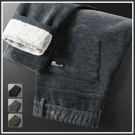 冬季保暖加厚防风正装西裤秋冬款男士加绒抗寒休闲裤子2023年新款商品大图