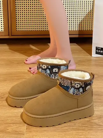 东北皮毛一体雪地靴女2023年秋冬季新款短靴厚底加绒加厚女靴潮图片