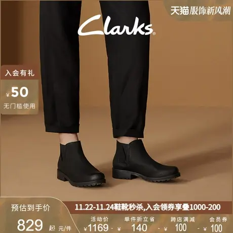 Clarks其乐女鞋时尚切尔西靴秋季复古中筒靴中跟短靴及裸靴商品大图