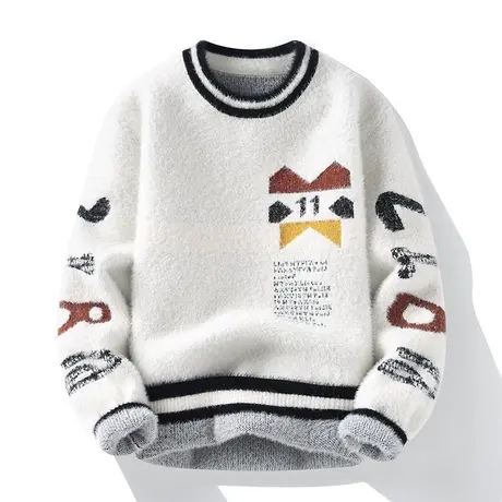 冬季加厚毛衣12岁男孩初中学生13帅气打底针织衫15青少年大童冬装商品大图