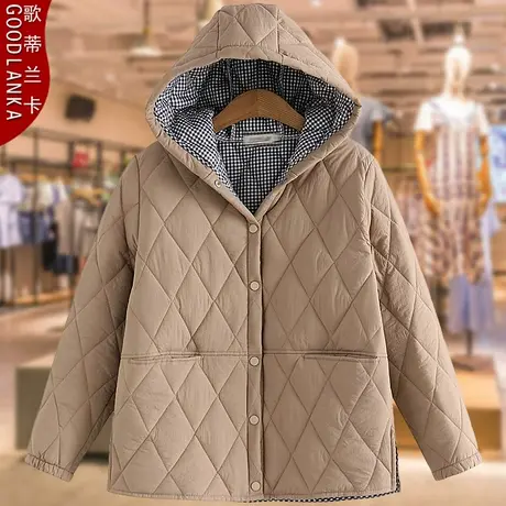 加大码中年妈妈冬季夹棉棉衣时尚百搭小棉袄连帽轻薄羽绒棉服外套图片