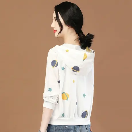 韩潮袭人刺绣连帽长袖空调衫外套女2024夏季新款防晒衣棒球服薄款图片