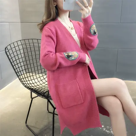 女士毛开衫早秋2023新款女装百搭秋季中长款针织外套女秋款上衣潮商品大图