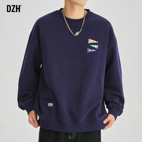 男士重磅卫衣男圆领秋季美式潮牌男装2023新款休闲外套长袖打底衫商品大图