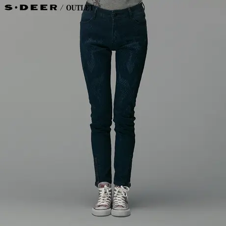 sdeer圣迪奥女装抽象印染修身长裤S14280818商品大图