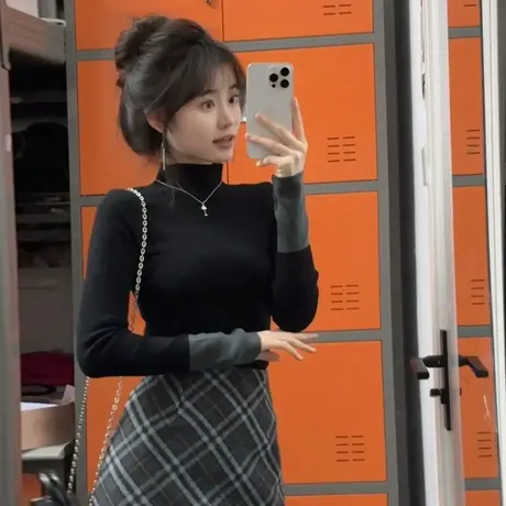 德绒半高领打底衫女内搭秋冬季加绒加厚长袖t恤修身保暖上衣潮ins商品大图