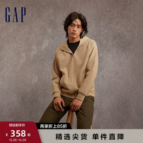 Gap男装春秋双面复合华夫格宽松廓形连帽衫时尚休闲卫衣810627图片