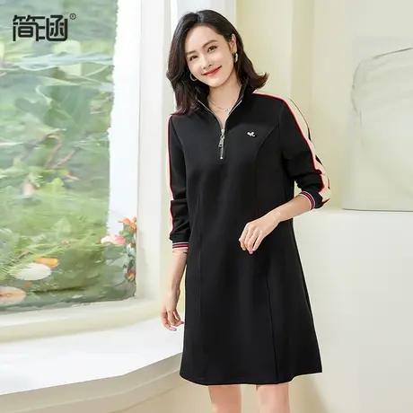 简涵大码女装运动休闲连衣裙2024年春季新款减龄宽松显瘦卫衣裙商品大图