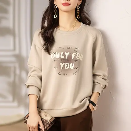 卫衣女春季新款大码女装宽松中年妈妈洋气减龄显瘦外穿打底衫上衣商品大图