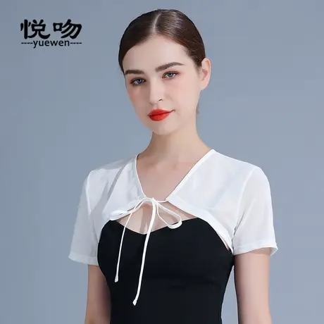 夏季配裙子的小外套女短款薄外搭网纱小披肩夏百搭短袖系带小坎肩图片