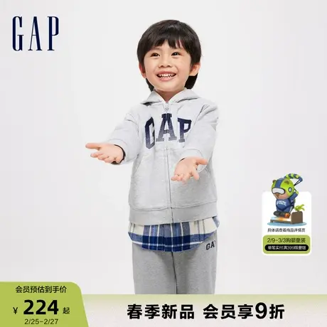 Gap男幼童2024春季新款渐变刺绣LOGO连帽卫衣儿童宽松外套429225商品大图