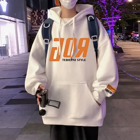 重磅纯棉连帽卫衣男2024春季新款宽松帽衫oversize潮牌外套上衣服商品大图