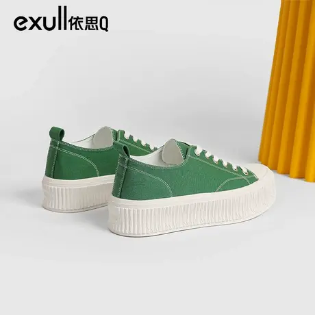 依思q厚底小众帆布鞋女2024新款春季超火饼干鞋美式复古休闲板鞋图片