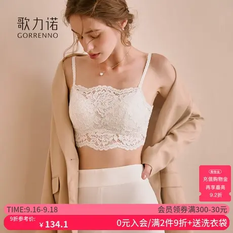 抹胸内衣女性感无钢圈白色防走光蕾丝裹胸薄款吊带美背心一体文胸商品大图