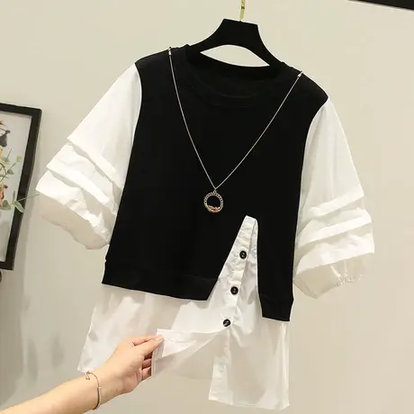 衬衫女士设计感小众轻熟港风假两件小个子新时尚欧洲站荷叶边衬衣图片